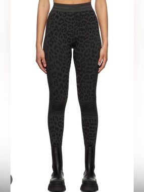 Ganni seamless Black Leopard-Print High-Rise Leggings NWT size small